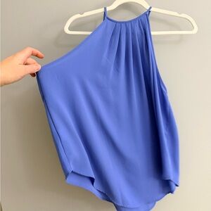Women’s Lush High Neck Asymmetrical Beautiful Blue Halter Blouse tank - NWT - M